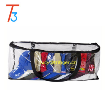 Baseball Cap Storage Bag Zipper Organizer Clear Plastic with Black Handles
 Clear Vinyl 16 Pair Underbed Shoe Chest