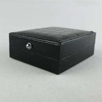 High Quality PU Leather Black Plastic Cufflink Box