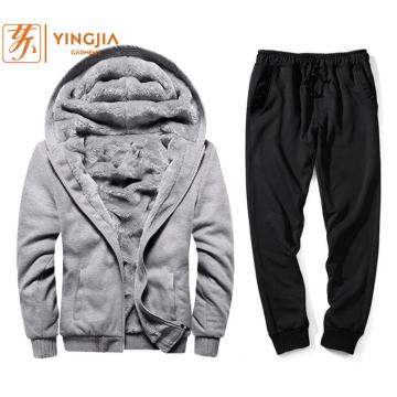 Winter Men's Youth Plus Velvet Solid Color Tracksuits