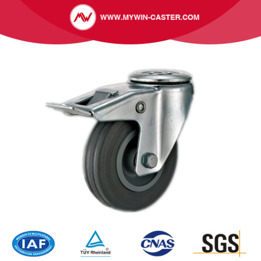 Bolt Hole Swivel Industrial Caster Gray Rubber