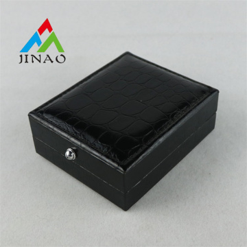 High Quality PU Leather Black Plastic Cufflink Box