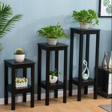 Antique black/White wood plant stand wooden shelves for flowers