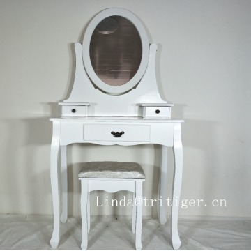 Makeup desk white dressing table vanity set with stool chair Polownia wooden dresser set