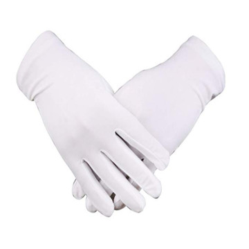 half finger white cotton military police hand glove