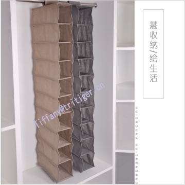 Brown black color Wardrobe Clothes Storage 10 Shelf hanging closet organizer