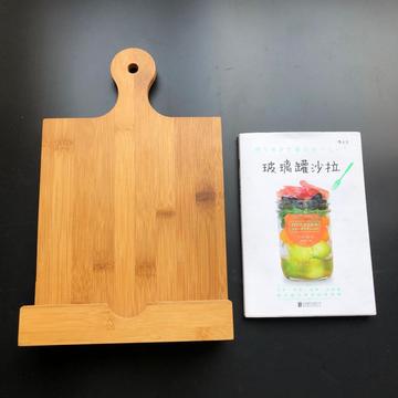 Bamboo book holder for reading in kitchen