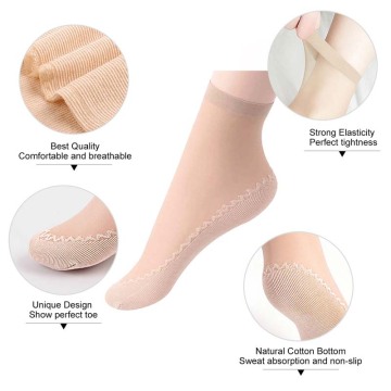 Kordear Women Cotton Sole Silky Nylon Sock