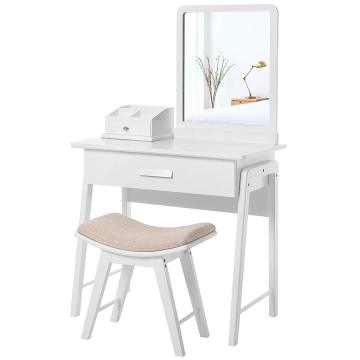 Vanity Table Set with Square Mirror and Makeup Organizer Dressing Table Designs