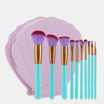Professional Blue Makeup Brush Set 10 Pcs