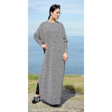 Grey Knit Fabric batwing Dress