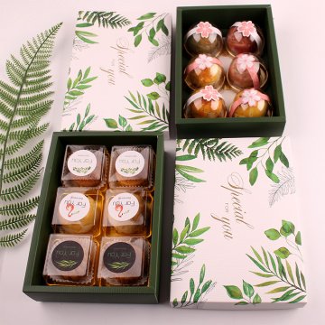 Green leaf pattern food box packaging design