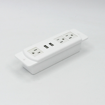 White 3 Sockets with 2 USB Ports