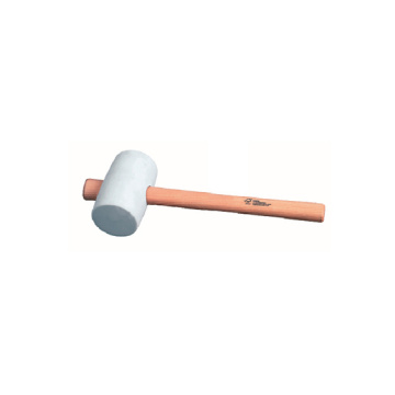 White rubber hammer with wooden handle  12oz