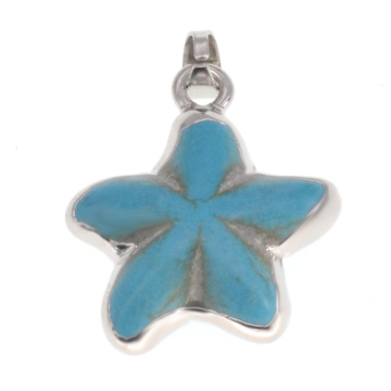 Wrapped Silver turquoise seastar pendant