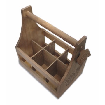 Craft Caddy Attached Bottle Opener Wooden Beer Carrier 6 Six Pack Bottle Caddy Tote Holder