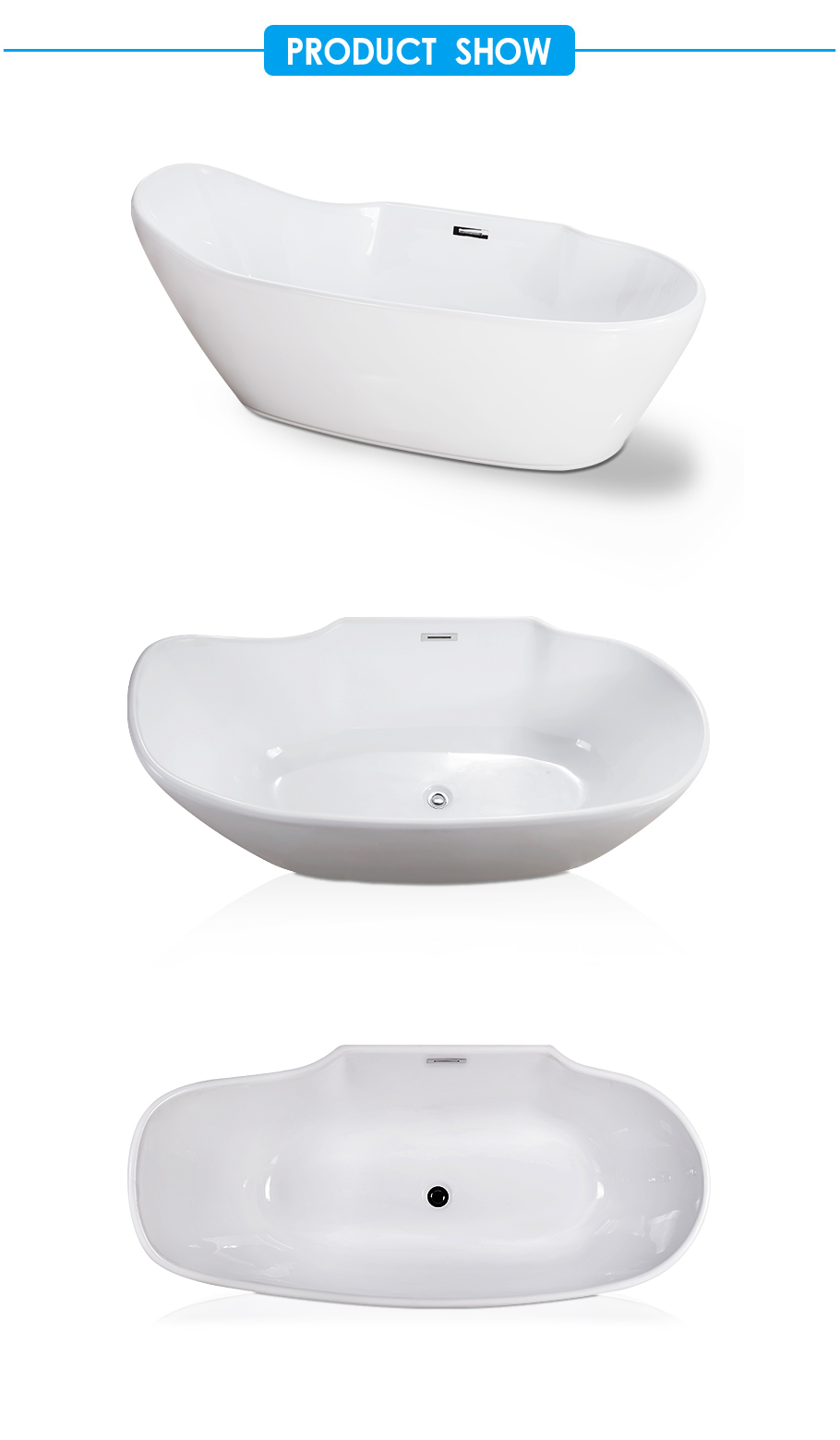 Gena Acrylic Freestanding Slipper Bath Tub