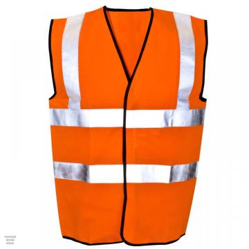 Yellow High visibility safety vest with reflective stripes