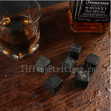 New Whiskey Stones 6pcs/SET Premium Drink Chilling granite marble saponite Stainless Steel whiskey stone