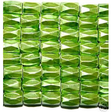 Pea Green Hematite 18 Faced Tube Beads 5X8MM Grade AB