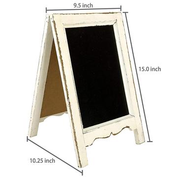 Small Wood A-Frame Double-Sided Chalkboard Sign Whitewashed Table Top Rustic Message Board