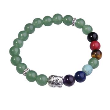 7 Chakra Gemstone Beads Buddhism & Buddha Alloy Aventurine Beads Bracelet