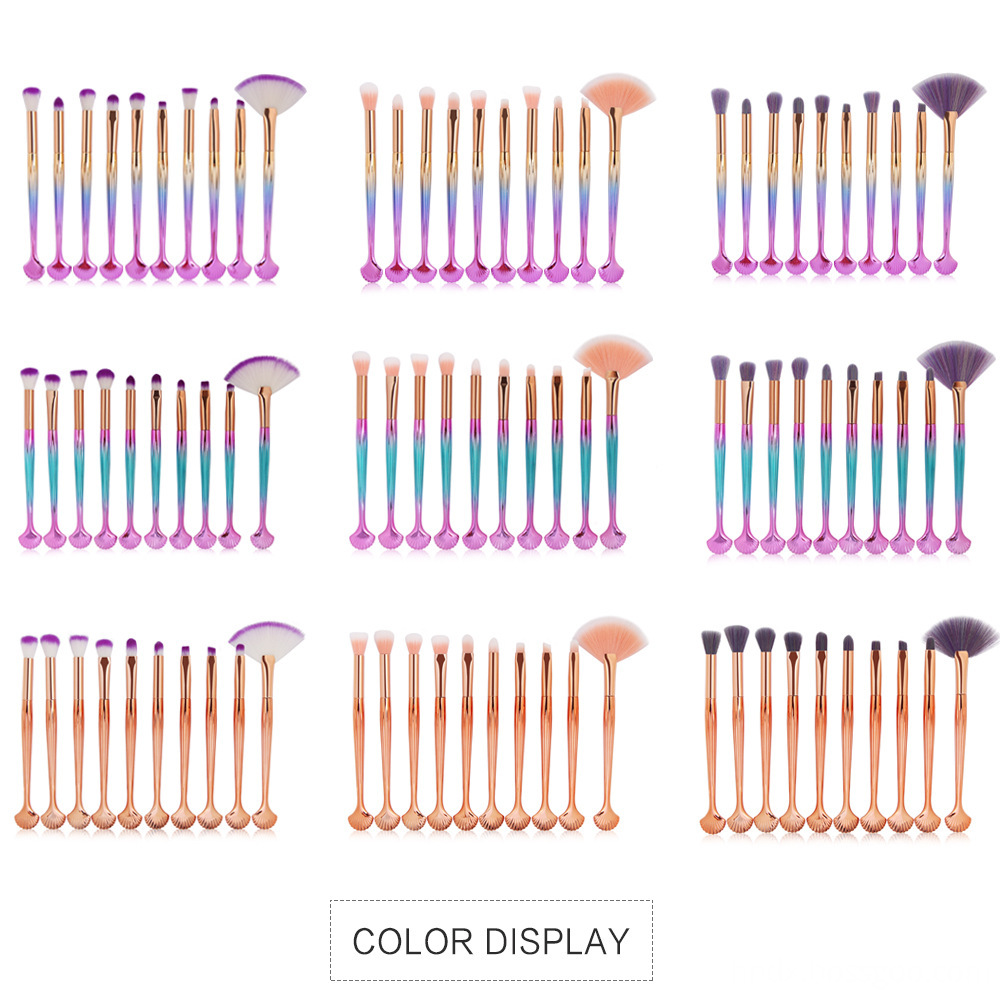 10 Piece Shell Makeup Brushe Sets color 1