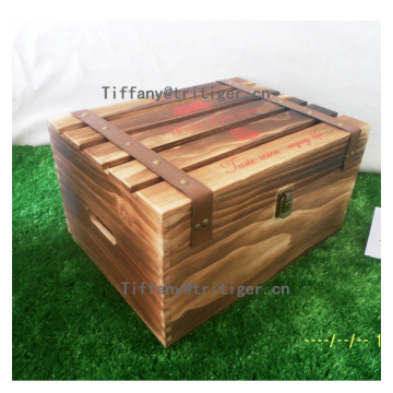 Red wine gift box solid pine wooden wine box
