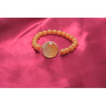 Red Aventurine Bracelet with Agate Pendant Gemstone jewelry