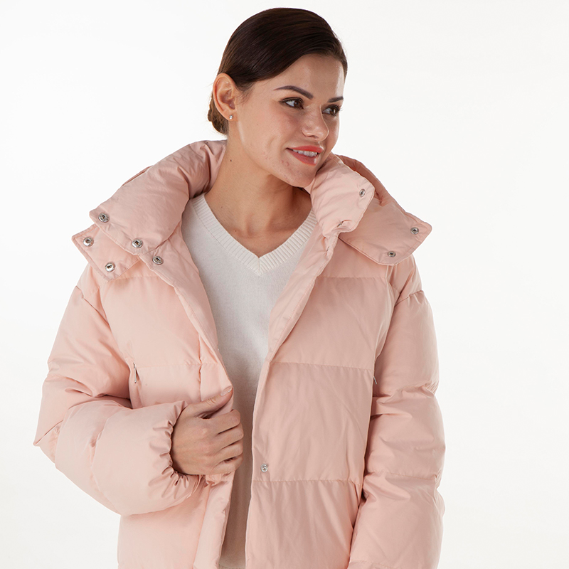 Pink zipper style down jacket