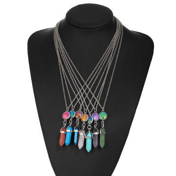 fish's scales hexagonal prism Blue Turquoise Stone Necklace