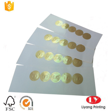 Round glossy gold stamping embossing paper sticker