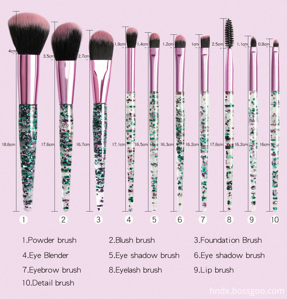 Crystal Rhinestone Makeup Brushes Set 4