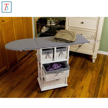 Corner Housewares wood wicker ironing board with laundry basket