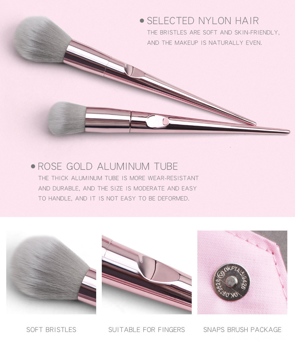 10 Piece Rose Gold Makeup Brushes Set detail
