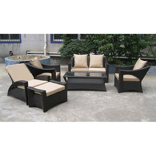 Wicker Garden Dining Outdoor Furniture with Ottomans