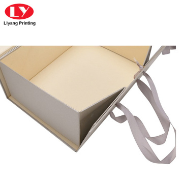 Matte gift folding box packing with ribbon closure