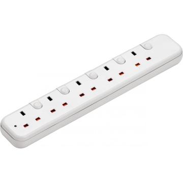 Five way British power strip with individual switch