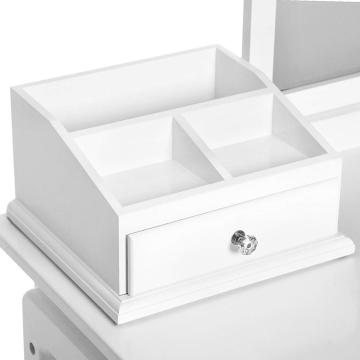 vanity dressing table Square Mirror Makeup Organizer Dressing Table 1 Large Drawer with Sliding Rails White