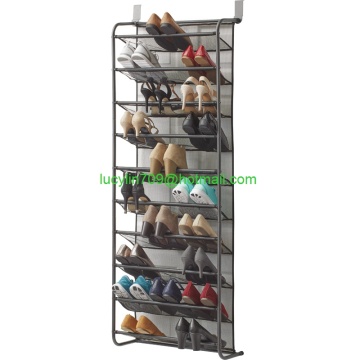 10 tier over door shoe rack with nylon mesh