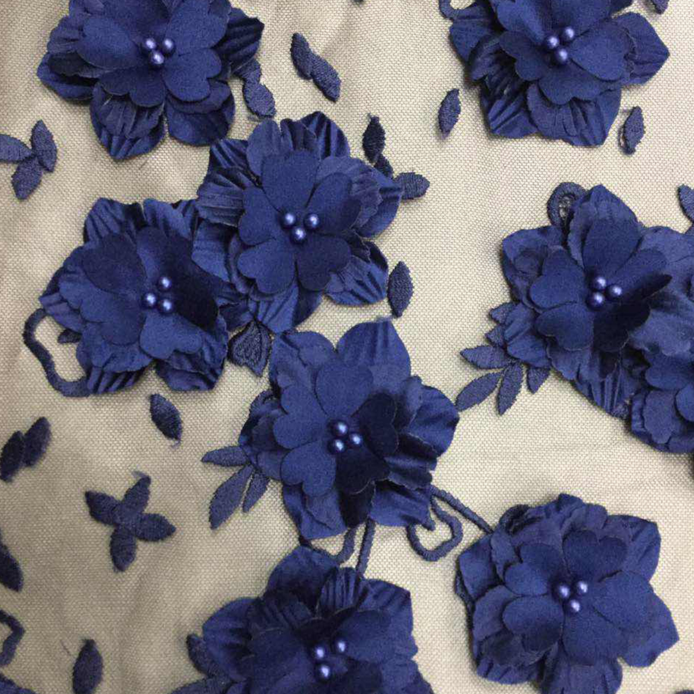 blue flower lace fabric