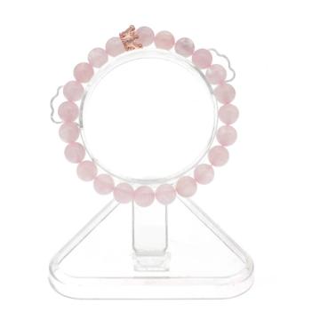 8MM Round Beads Rose Quartz Crown Stone Bracelet For Fashion