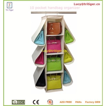 10 pocket 600D polyester Purse hanging handbag organizer