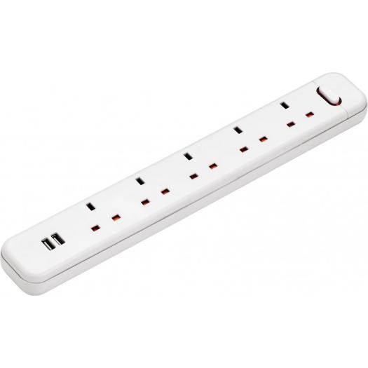 Five British outlet power strip with USB