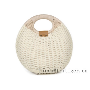 Hot Sale Simple Balloon Style Straw Wicker Rattan Handmade Bag