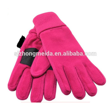 Red polyester embroidery Fleece Gloves
