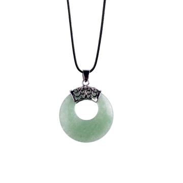 Womens Fashion Coin Green Aventurine Pendant Necklace Sweater Chain Jewelry