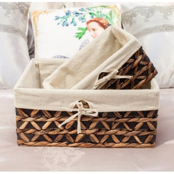 Rectangular Woven Seagrass Storage Bins with Handle