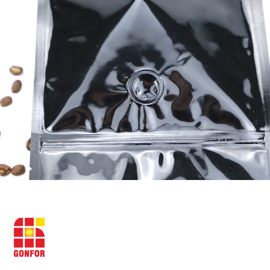 Black Aluminum Foil Pack coffee bags with valve