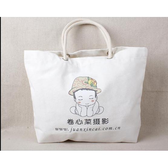 Customized Leather Handle Canvas Bag