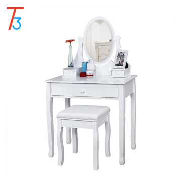 white Dressing Makeup Table Set Professional 137 x 80 x 40 cm with mirror and stool